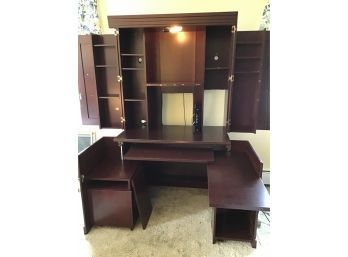 Office Desk Cabinet With Light - One Piece Unit