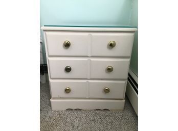Pair Of Painted 3 Drawer Night Tables With Glass Tops