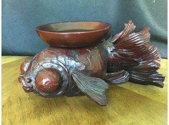 Carved Resin Fish Pillar Candle Holder