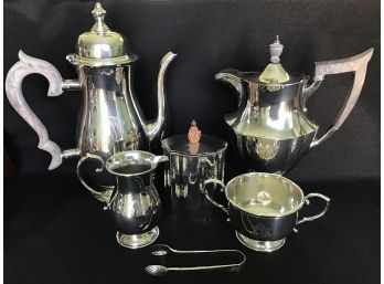 Sterling Silver Tea Set - 2 B&M Teapots, Tea Box, Cream Sugar Set, Sugar Tongs