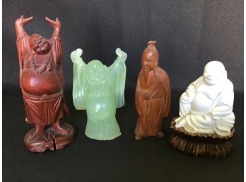 Lot Of Chinese Buddhas Including Hand Carved Jade