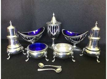 Sterling Silver Salt Dishes And Shakers - Excellent