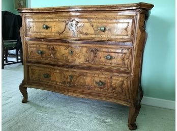 Antique Carved Walnut Burl Chest Of Drawers, French, Circa 1840 - A True Stunner!
