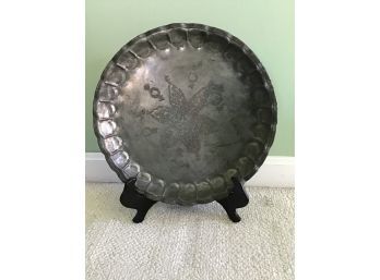 Large Egyptian Pewter Charger