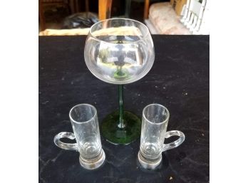 Vintage Shot Glasses And Wine Goblet