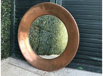 Round Copper Trimmed Mirror