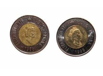 1996 Canadian 2 Dollar Bi-metal Coin Elizabeth II D6 Regime