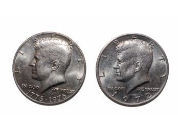 Kennedy 1776-1976 & 1972 Half Dollar Coins