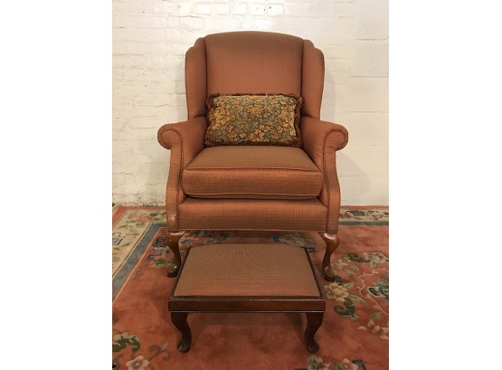 Wingback Chair With Throw Pillow & Foot Stool - Bridgeport Pickup
