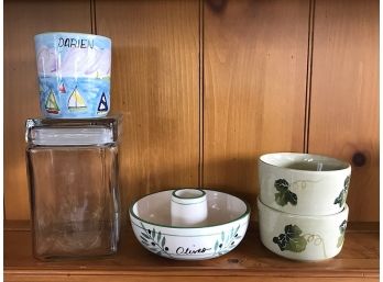 Glass Canister And Assorted Bowls - Bridgeport Pickup