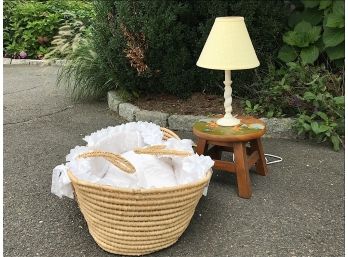 Natural Moses Basket And Stool And Lamp - Wilton Pickup