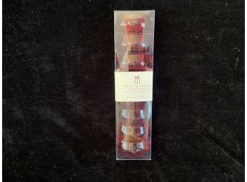 Set Of Eight New In Package Pottery Barn Red Glass Tea Light Holders