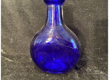 R. Lishton Signed, Hand Blown Cobalt Blue Glass Vessel