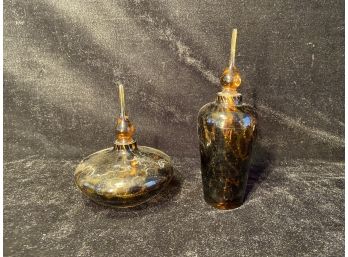 Pair Of Art Glass Fragrance Dipper Bottles