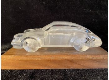 Heavy Glass Porsche 911 Model On Wood Stand