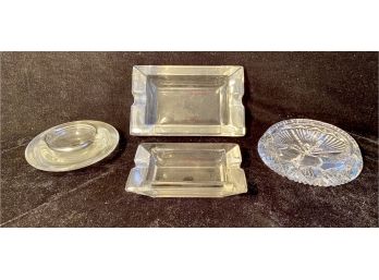 Four Vintage Heavy Glass Ash Trays