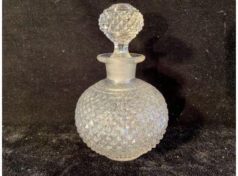 Small Glass Stoppered Bottle With Raised Hobnail Pattern