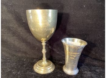 Two Antique Silver Plate Track And Field Trophies From Germany And England