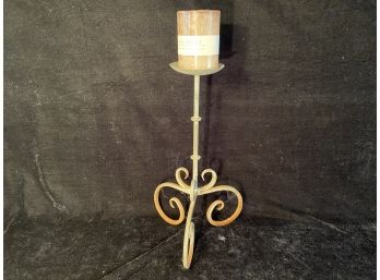 Single Wrought Iron Candle Stand With New Candle