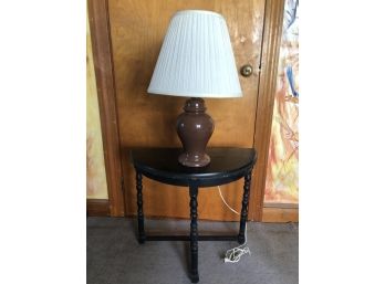 Vintage Black Half Moon Table And Lamp