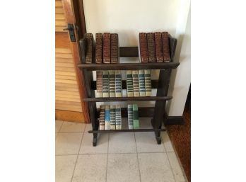 Vintage Wooden Bookcase With Books