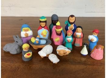 Painted Ceramic Nativity Set