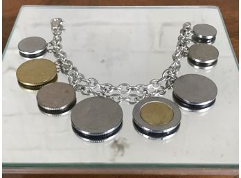 Italian Lira Charm Bracelet - 925 Sterling Silver