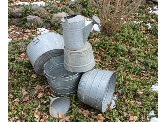 Super Cool Collection Of Galvanized Wash Tubs, Buckets & More
