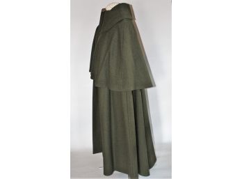 Fabulous Vintage Army Green Wool Cape