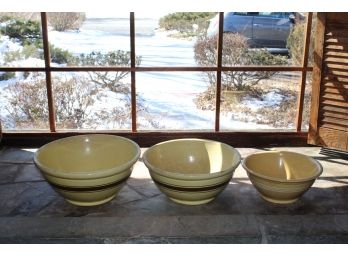 Great Trio Of  Yellowware Bowls