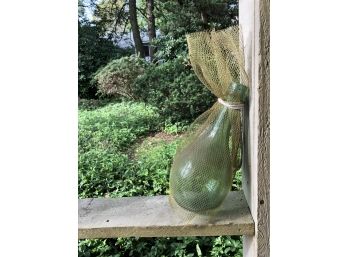 Old Round Bottomed Green Glass Wine Bottle