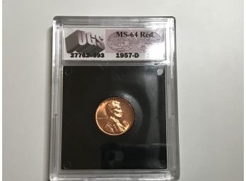 1957-D Graded Wheat One Cent Graded MS-64 RED