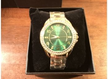 NEW - Jeanneret Case Crystal And Green Face Watch