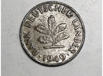 1949 F Germany 10 Pfennig Bank Deutscher Lander