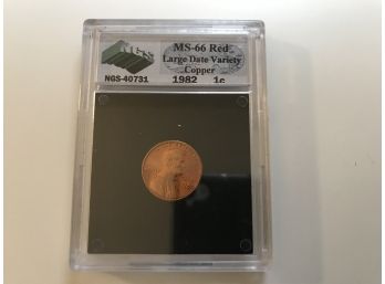 1982 Lincoln Memorial Cent Large Date Copper Graded MS66 RED