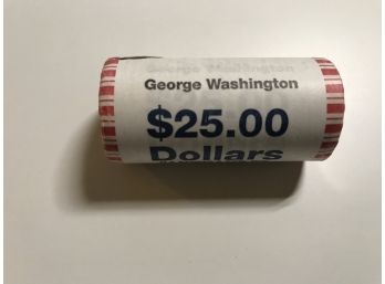 $1.00 GOLD COIN UNOPENED ROLL GEORGE WASHINGTON TOTAL OF $25.00 Of Gold $1.00 Coins
