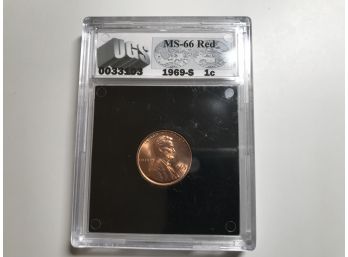 1969-S Lincoln Memorial Cent Graded MS66 RED