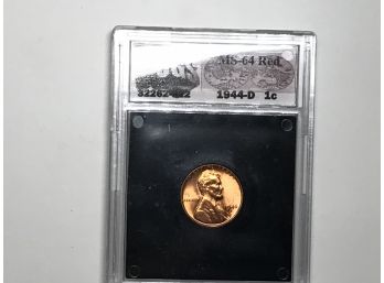 1944-D Lincoln Wheat Cent - Graded UGS MS-64 RED