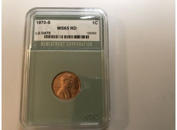 1970-S Lincoln Memorial Cent Large Date Graded MS65 RED