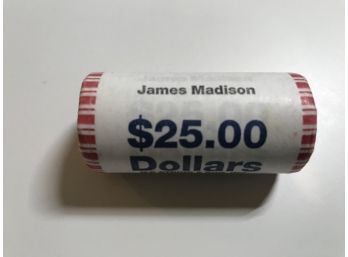 $1.00 GOLD COIN UNOPENED ROLL JAMES MADISON TOTAL OF $25.00 Of Gold $1.00 Coins