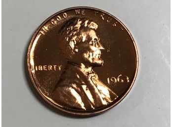 1963 PROOF RED ONE CENT
