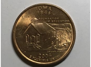 Gold Coin 2004 State Quarter Of Iowa