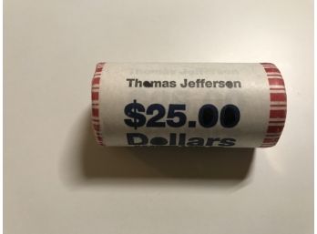 $1.00 GOLD COIN UNOPENED ROLL THOMAS JEFFERSON TOTAL OF $25.00 Of Gold $1.00 Coins