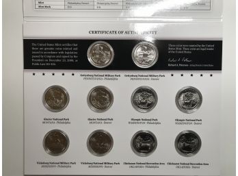 2011 America The Beautiful Quarters Uncirculated Coin Set State Of PA, WA, MO, MI, OK UNITED STATE MINT