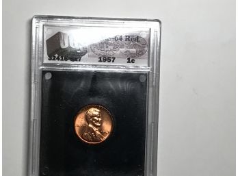1957 Wheat One Cent Graded MS-64 RED