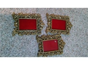 Set Of 3 Brass Picture Frames For 4x6 Pictures