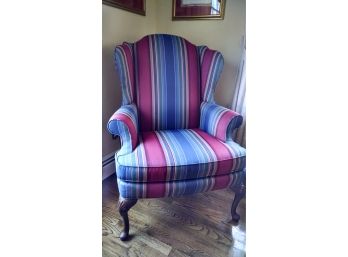1 Of 2 - Winged Back Chair By Sherrill - Repeat Stripe