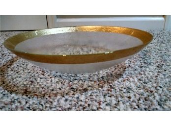 Gold Rimmed Glass Bowl - 12'D