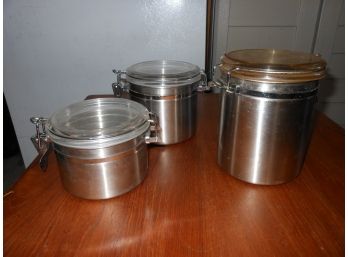 Set Of 3 Stainless Steel Kitchen Cannisters