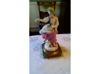 Collectible - Porcelain Figurine - 'pink Squirt' - Brass Base 8'